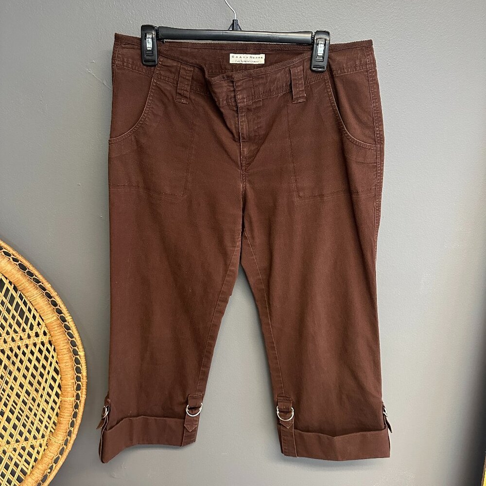 Vintage Crazy Horse Liz Claiborne Womens Size 10 Brown Capris 90s Casual‎